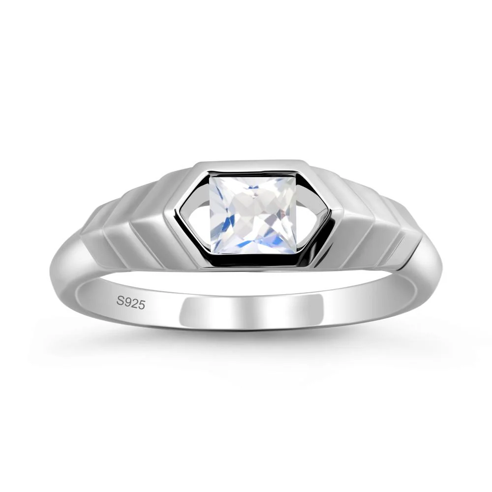 Asscher Moonstone Ring with Hexagon Frame - Image 9