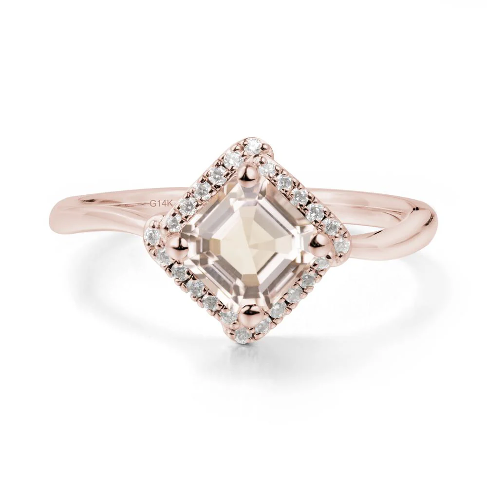Asscher Morganite Halo Ring - Image 3