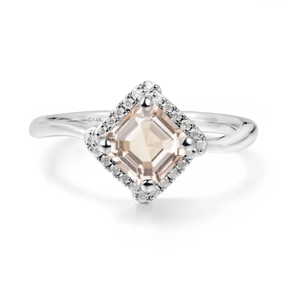 Asscher Morganite Halo Ring - Image 4