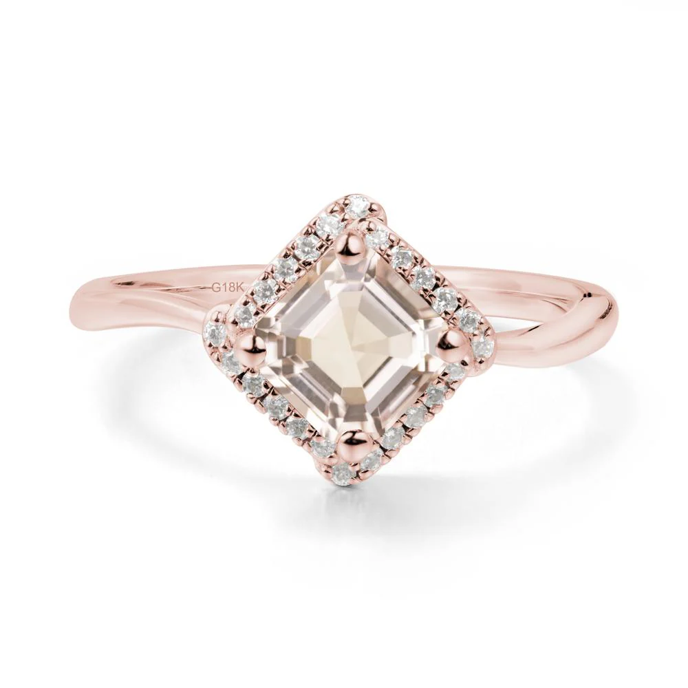 Asscher Morganite Halo Ring - Image 7