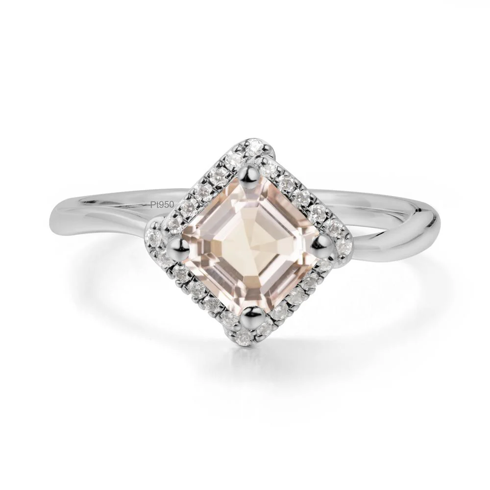 Asscher Morganite Halo Ring - Image 9