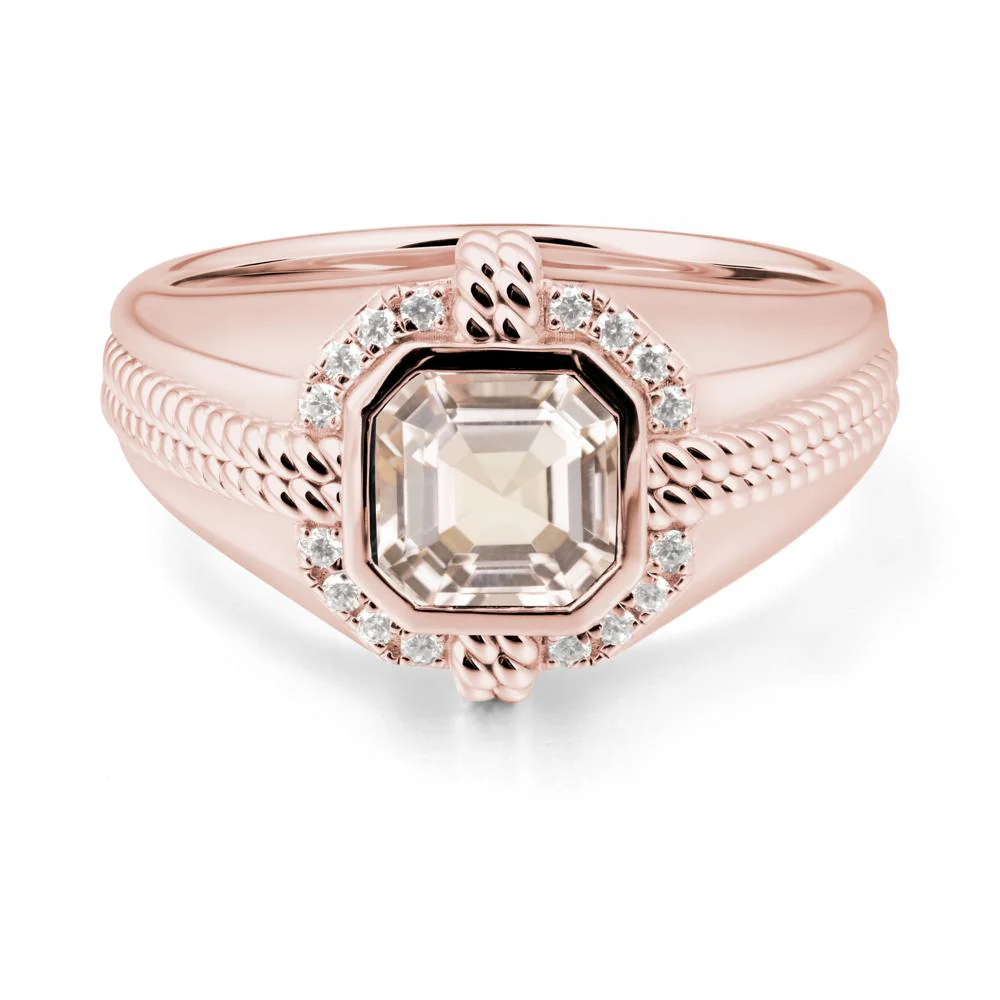 Asscher Morganite Halo Ring for Men - Image 5