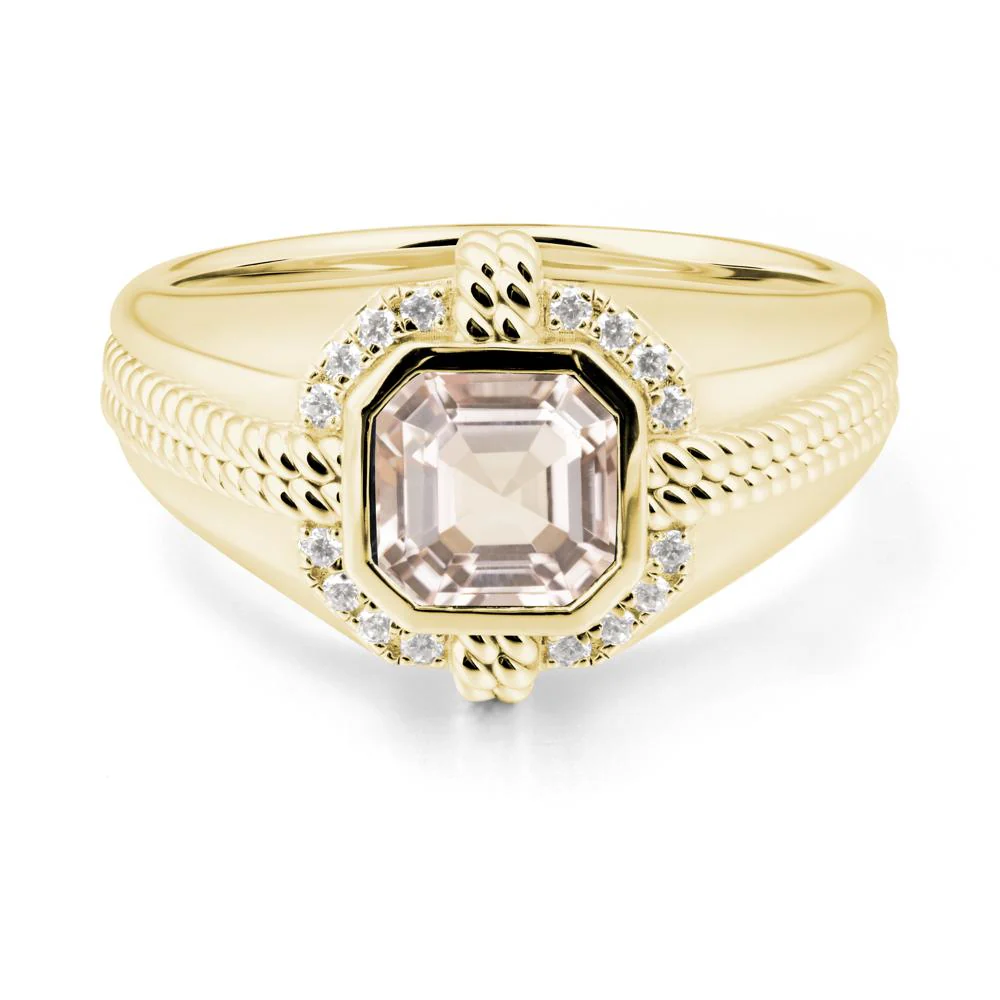 Asscher Morganite Halo Ring for Men - Image 7