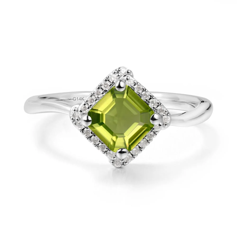 Asscher Peridot Halo Ring - Image 3