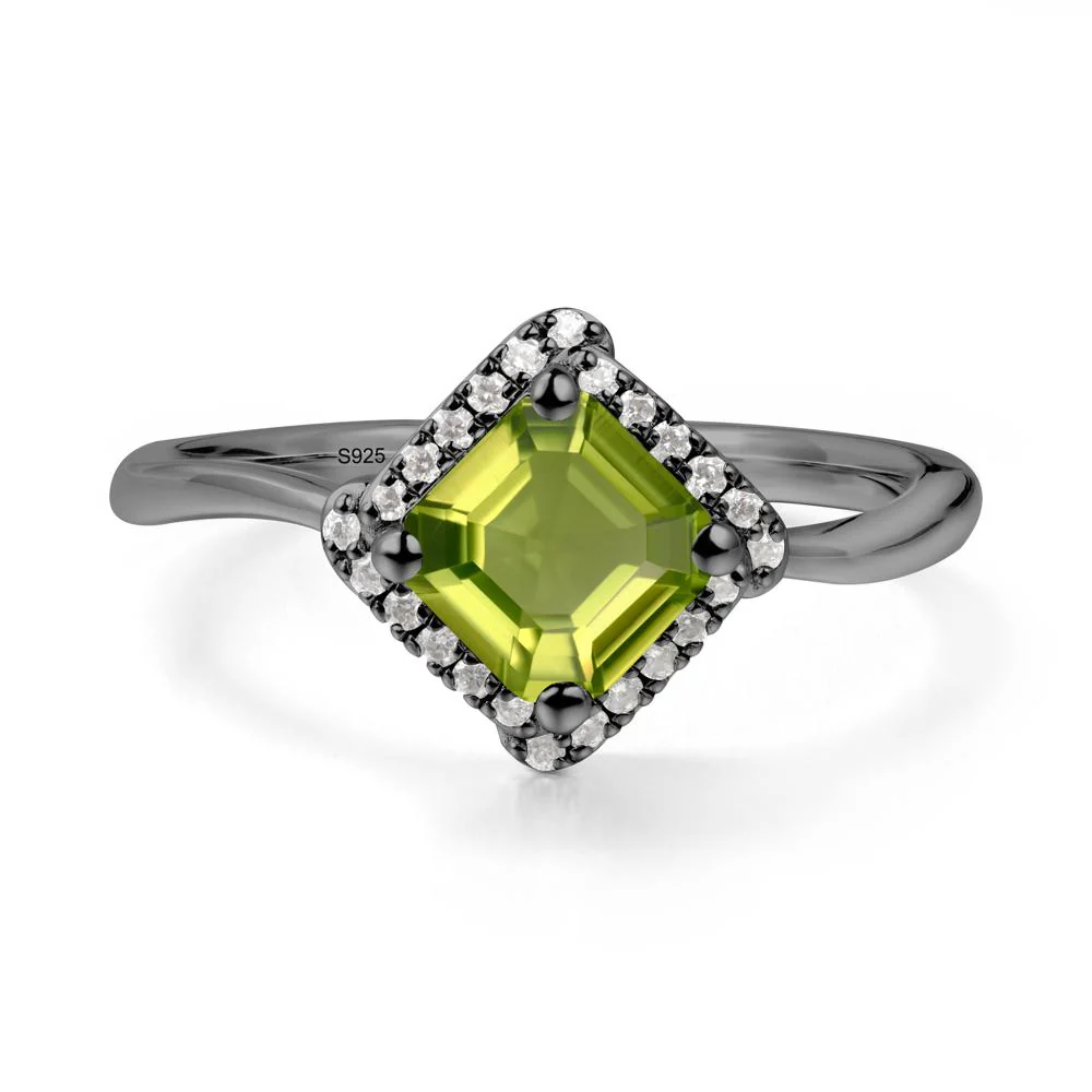 Asscher Peridot Halo Ring - Image 4