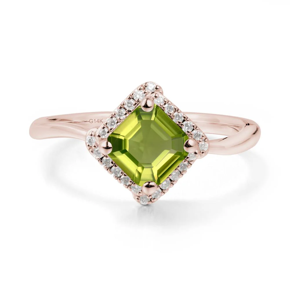Asscher Peridot Halo Ring - Image 9