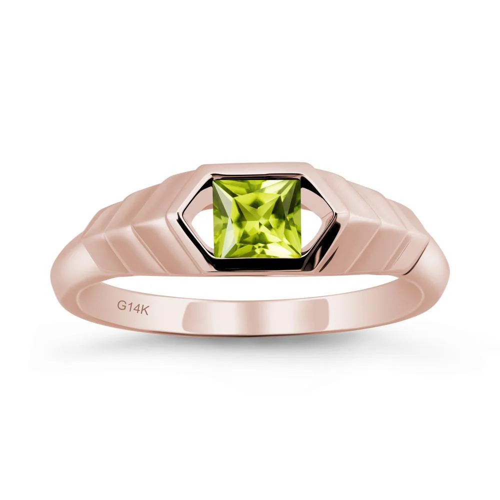 Asscher Peridot Ring with Hexagon Frame - Image 2