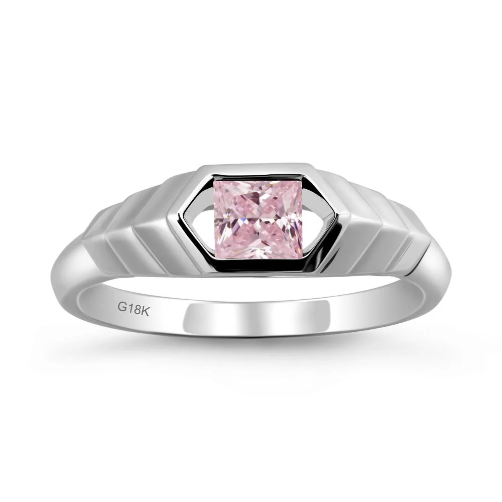 Asscher Pink Cubic Zirconia Ring with Hexagon Frame - Image 6