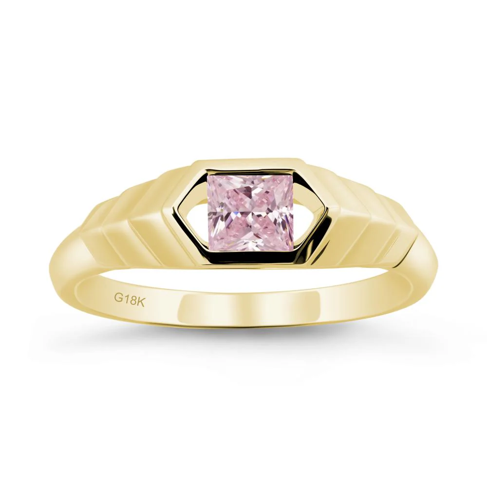 Asscher Pink Cubic Zirconia Ring with Hexagon Frame - Image 7