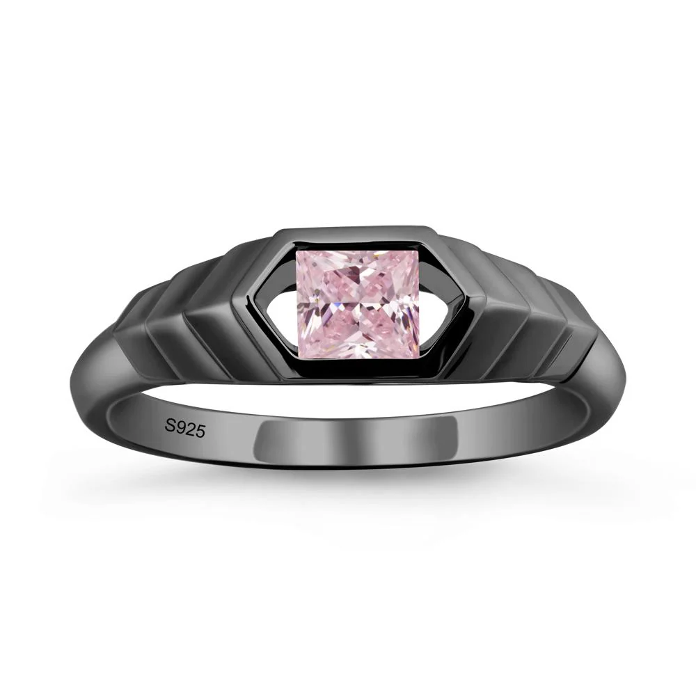 Asscher Pink Cubic Zirconia Ring with Hexagon Frame - Image 8