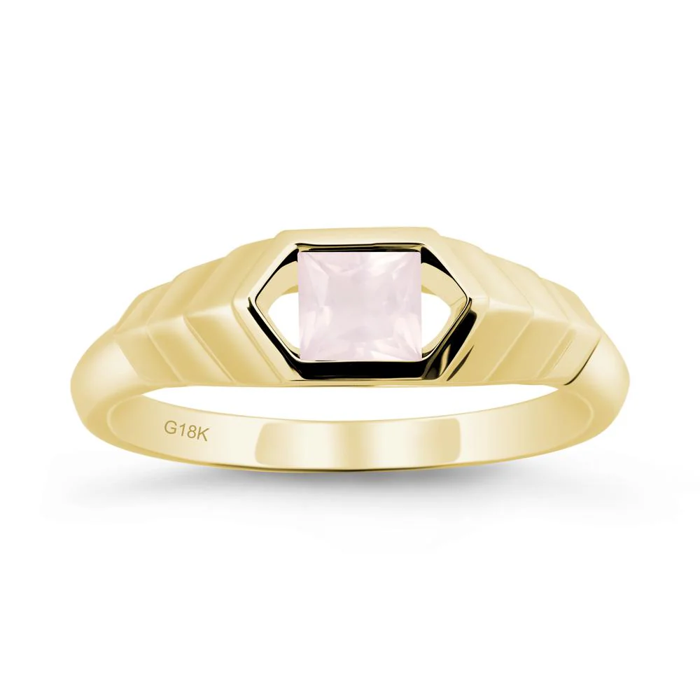 Asscher Rose Quartz Ring with Hexagon Frame - Image 7