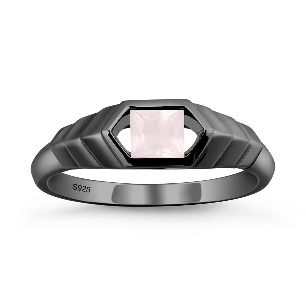Asscher Rose Quartz Ring with Hexagon Frame - Image 8