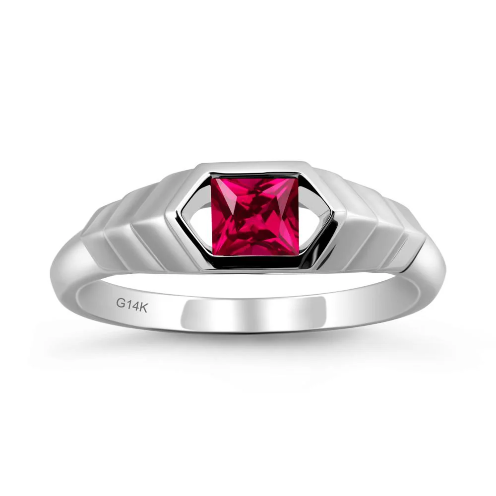 Asscher Ruby Ring with Hexagon Frame - Image 3