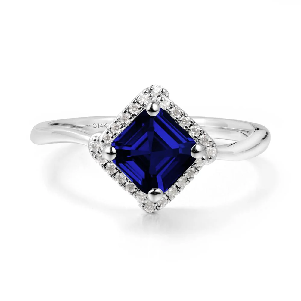 Asscher Sapphire Halo Ring - Image 6