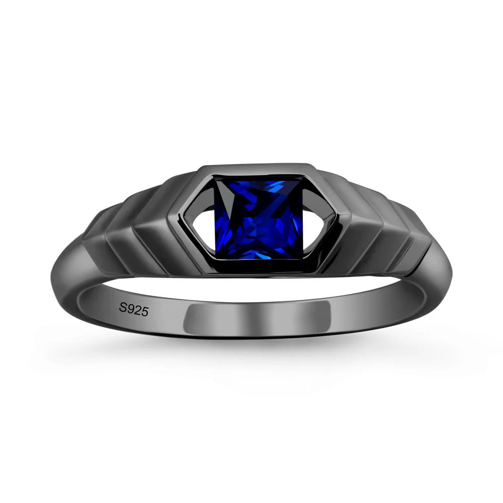 Asscher Sapphire Ring with Hexagon Frame - Image 8