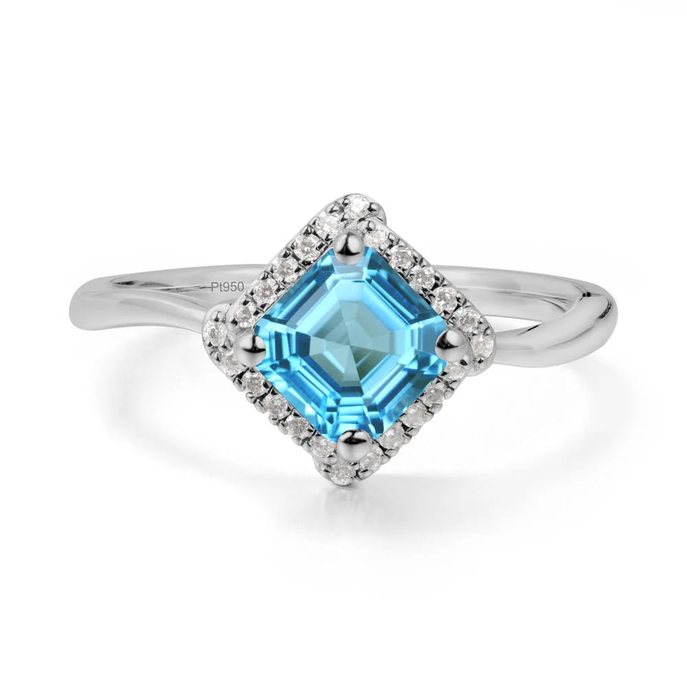 Asscher Swiss Blue Topaz Halo Ring - Image 2