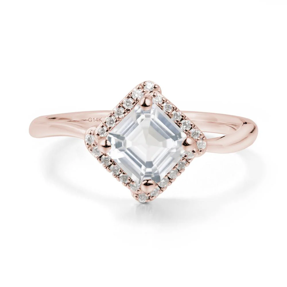 Asscher White Topaz Halo Ring - Image 2