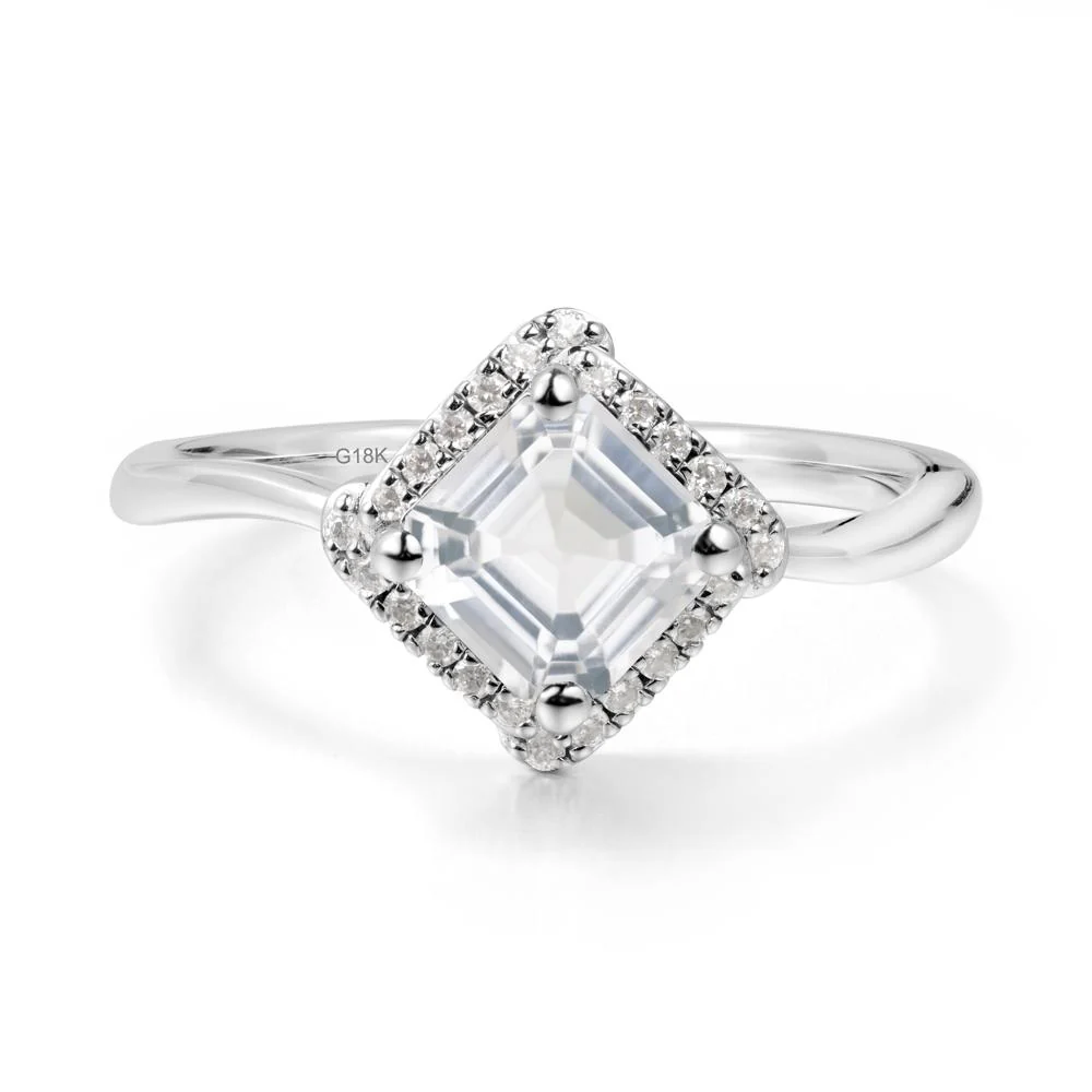 Asscher White Topaz Halo Ring - Image 3