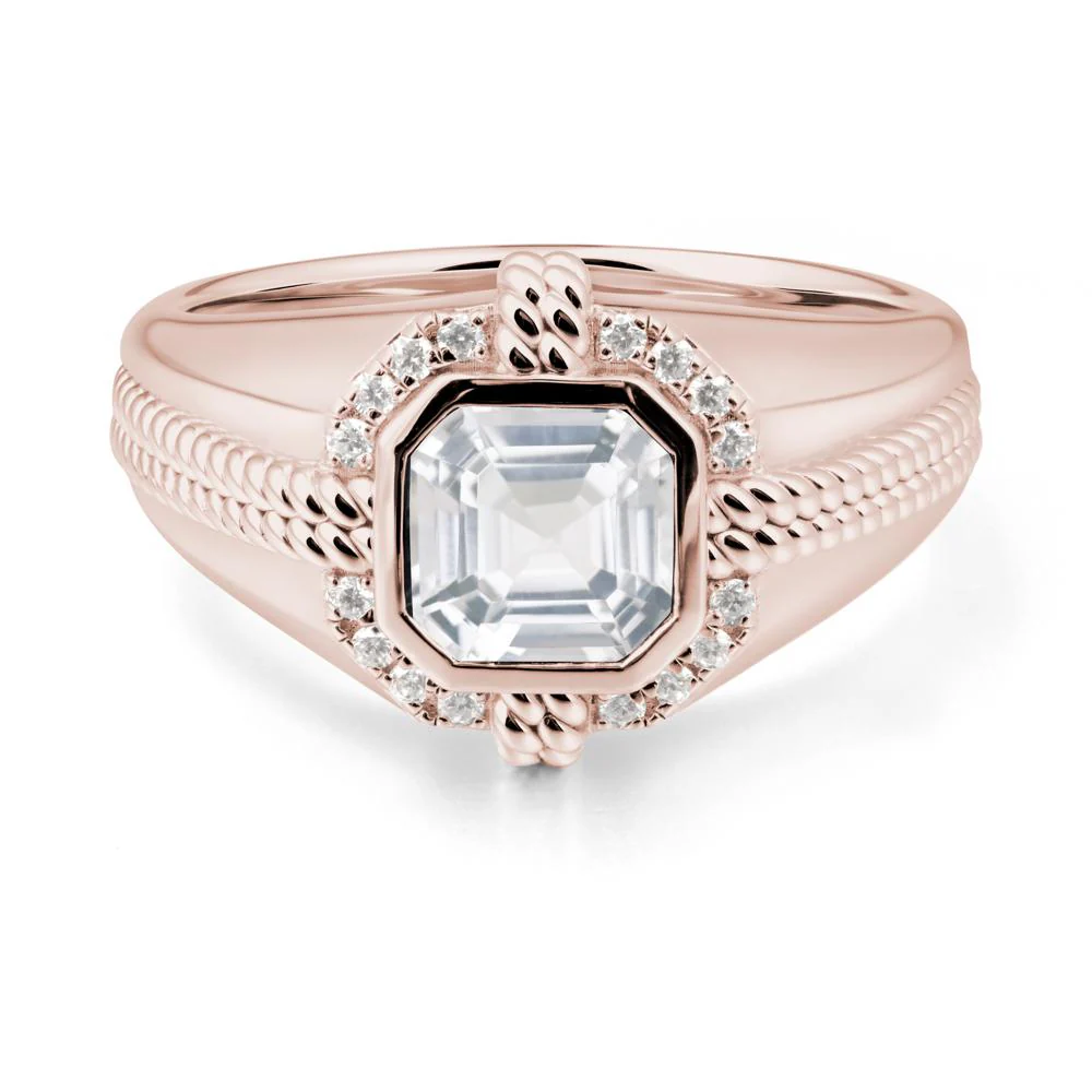 Asscher White Topaz Halo Ring for Men - Image 2