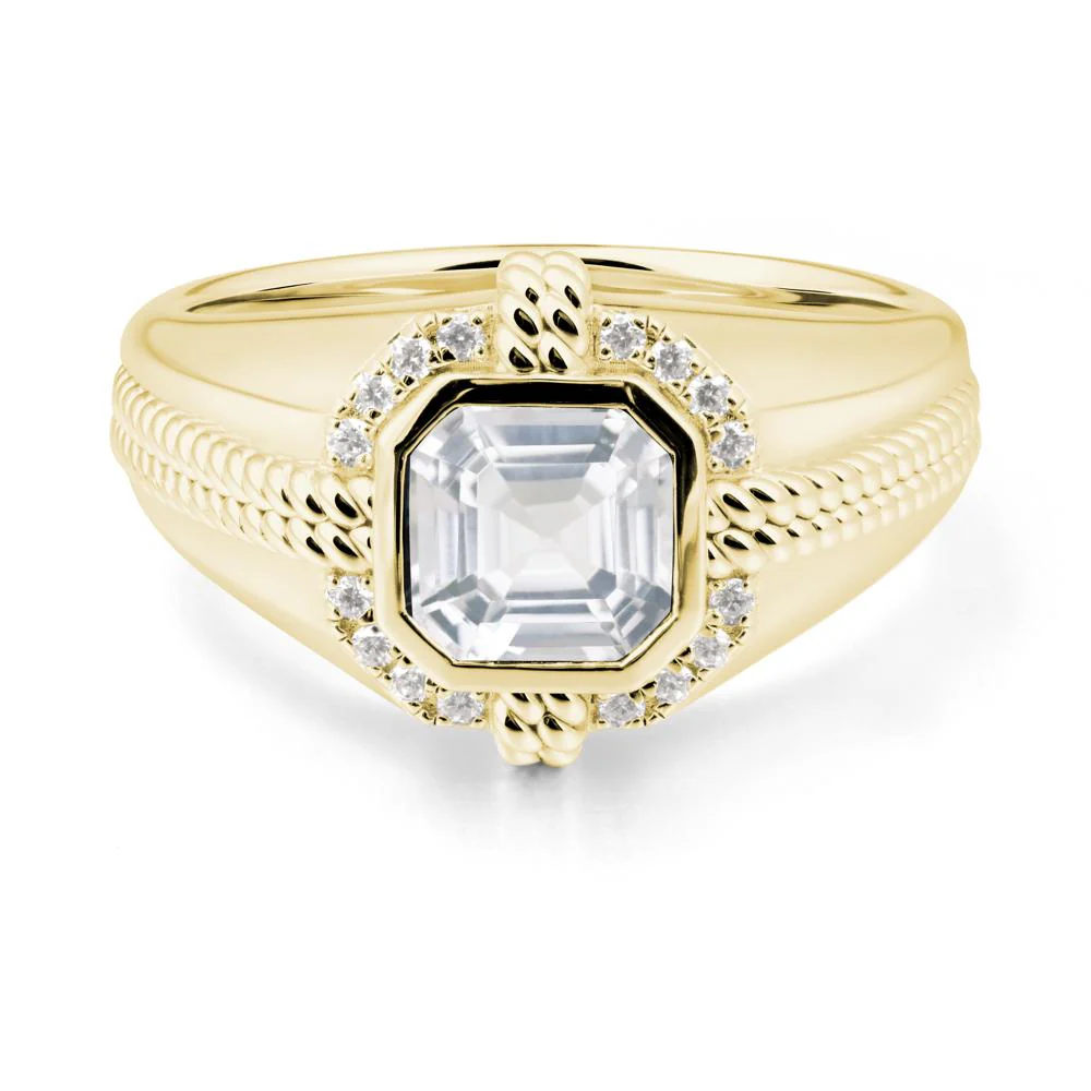 Asscher White Topaz Halo Ring for Men - Image 6