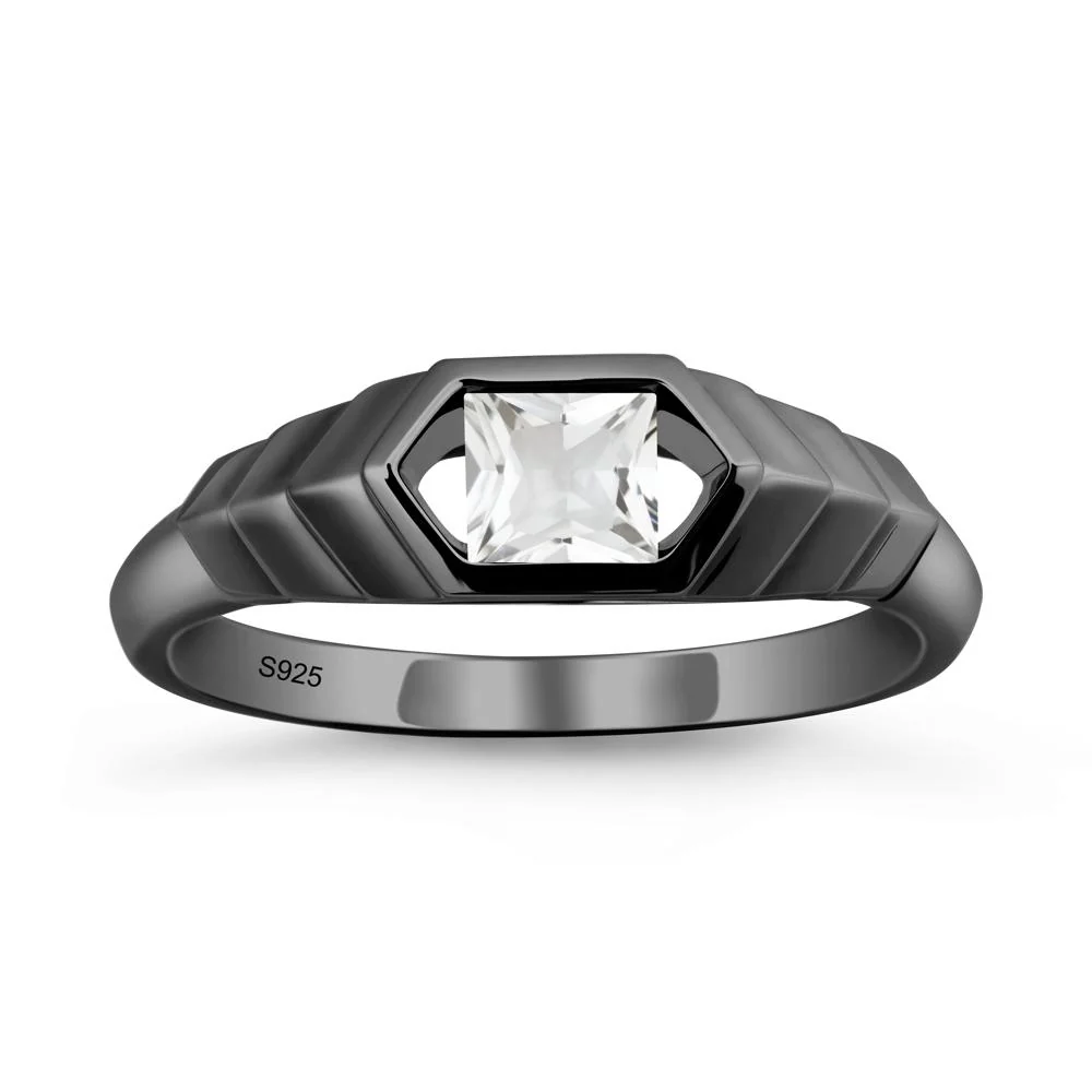 Asscher White Topaz Ring with Hexagon Frame - Image 7