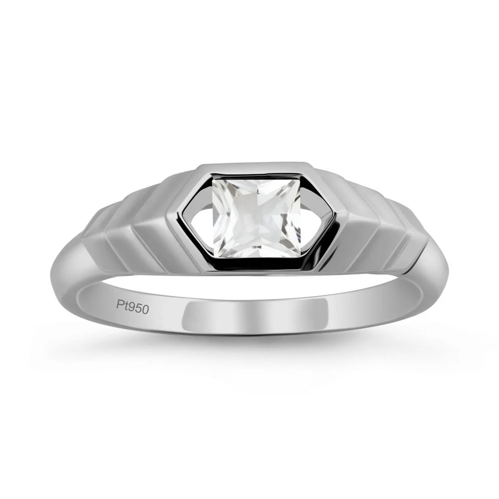 Asscher White Topaz Ring with Hexagon Frame - Image 8