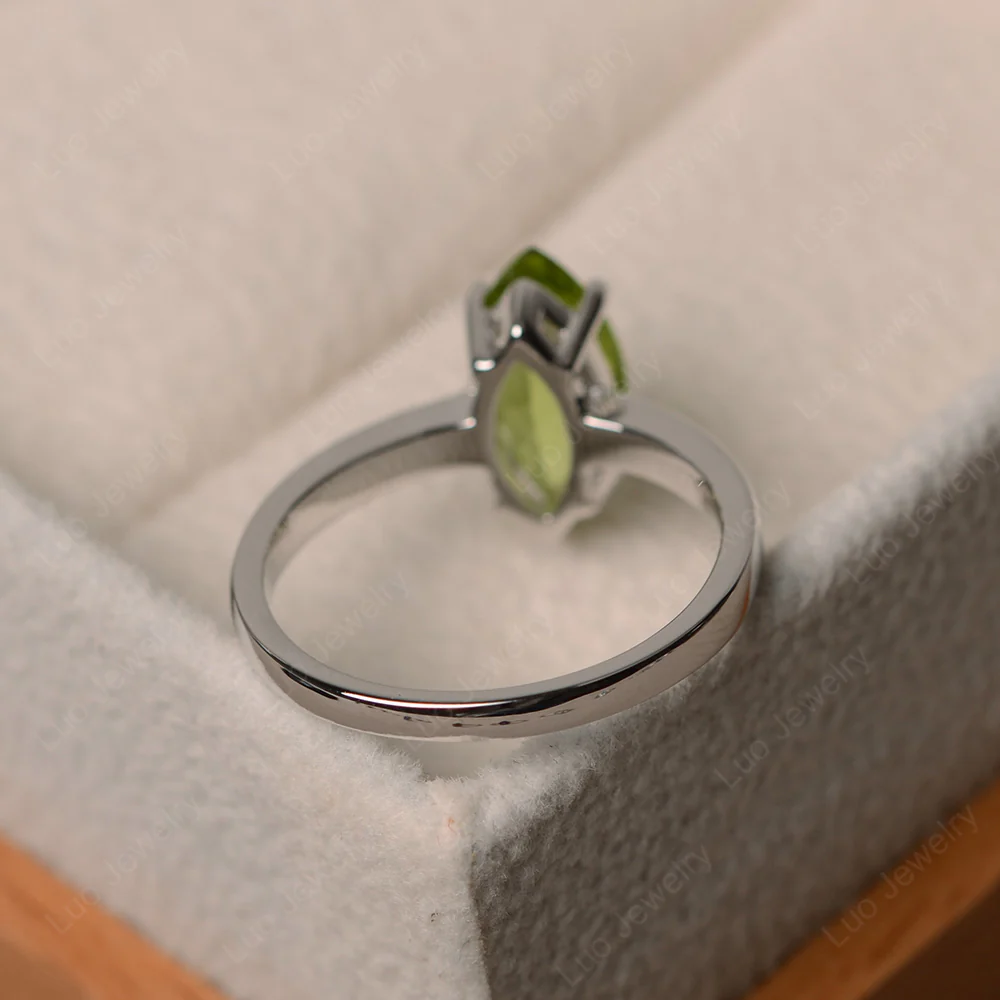 Marquise Cut Peridot Solitaire Ring - Image 3