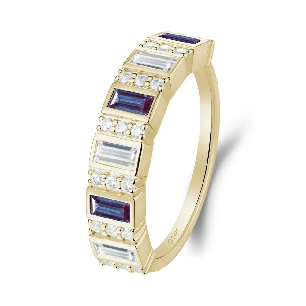 Baguette Alexandrite and Cubic Zirconia Half Eternity Ring - Image 2