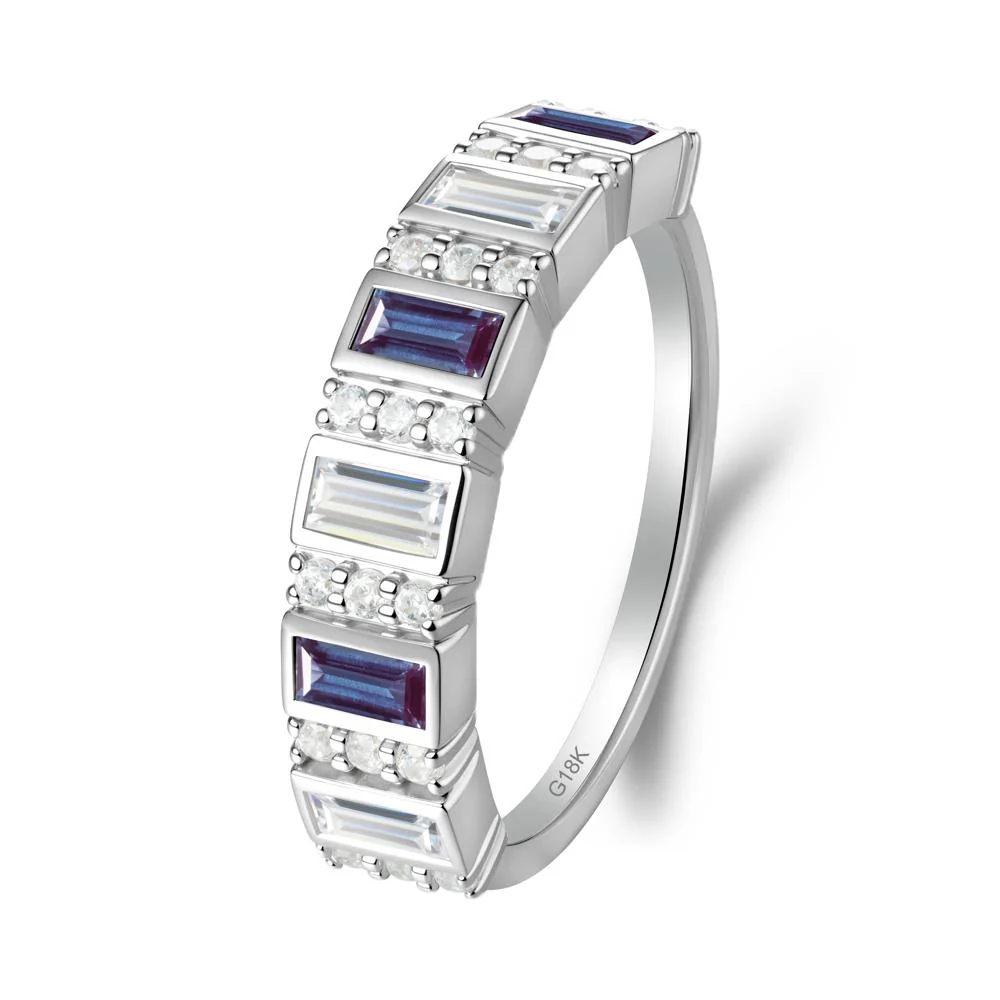 Baguette Alexandrite and Cubic Zirconia Half Eternity Ring - Image 4