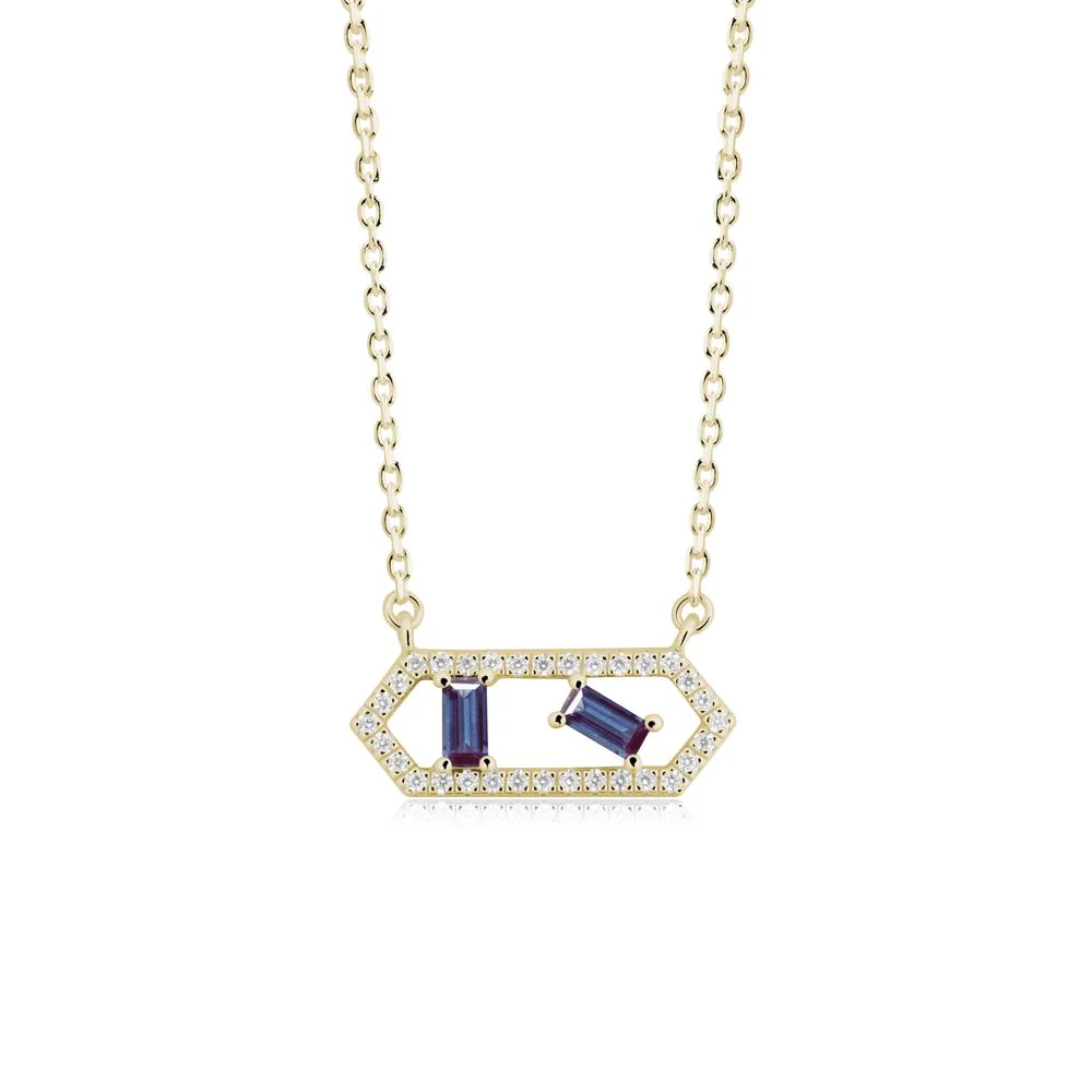 Baguette Alexandrite Hexagon Necklace