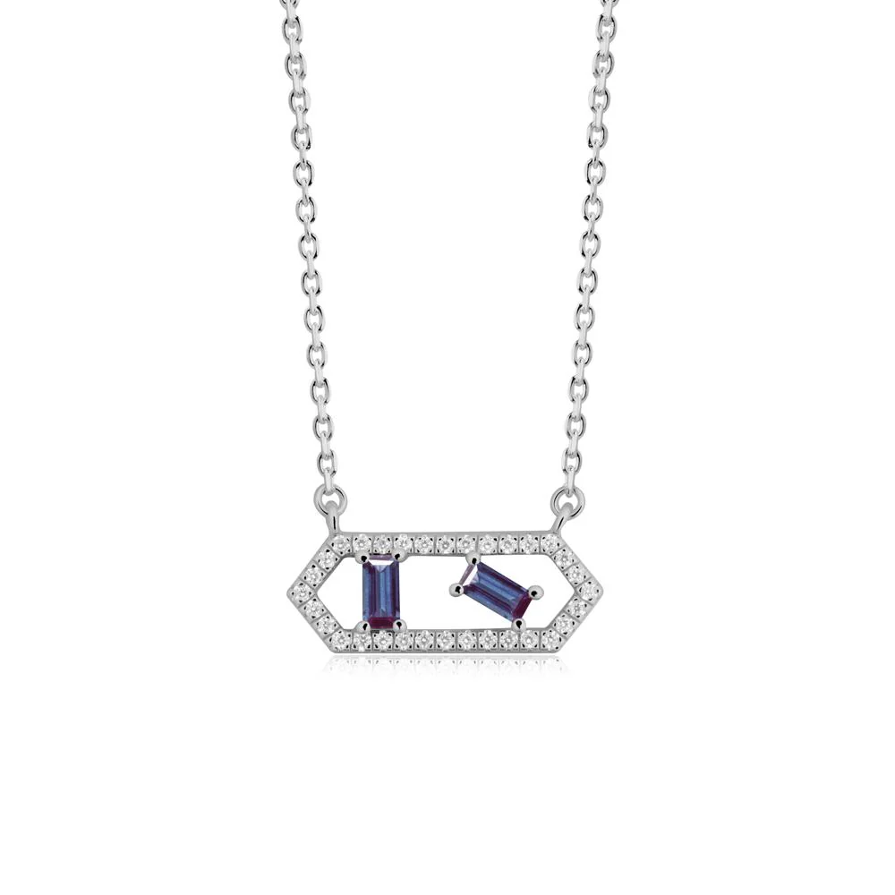Baguette Alexandrite Hexagon Necklace - Image 2