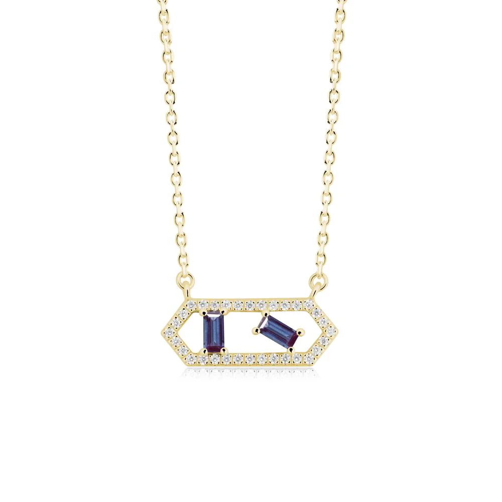 Baguette Alexandrite Hexagon Necklace - Image 6