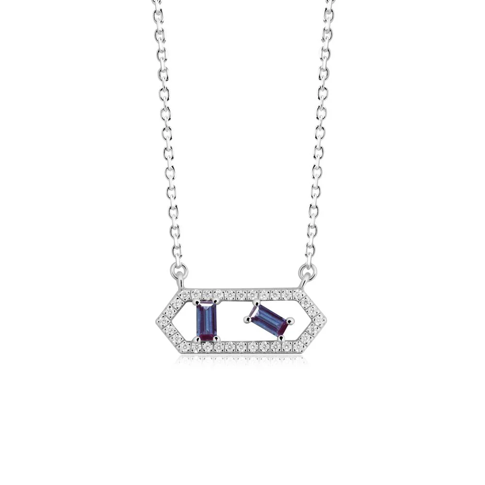 Baguette Alexandrite Hexagon Necklace - Image 8