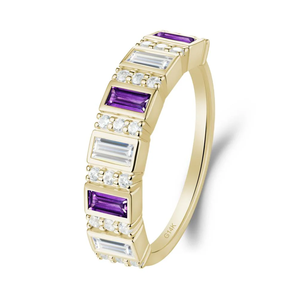 Baguette Amethyst and Cubic Zirconia Half Eternity Ring - Image 2