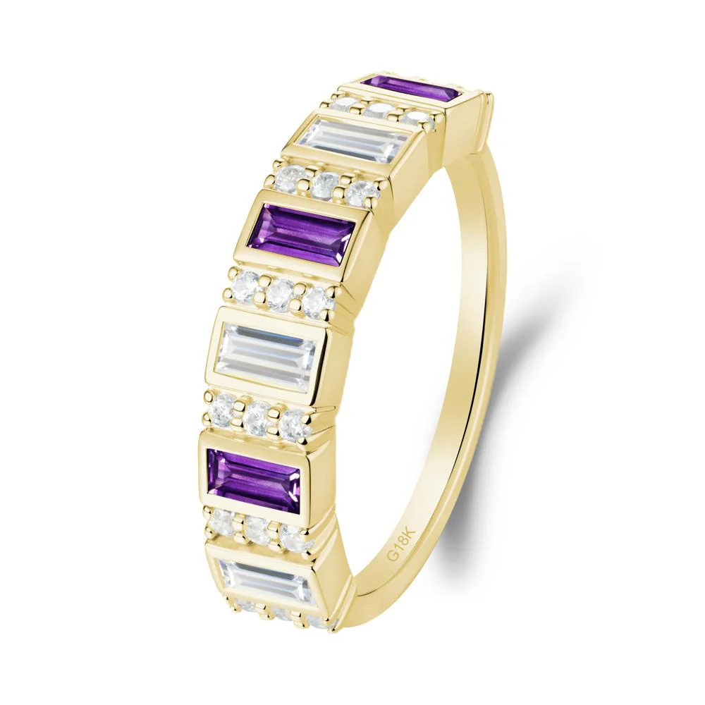 Baguette Amethyst and Cubic Zirconia Half Eternity Ring - Image 4