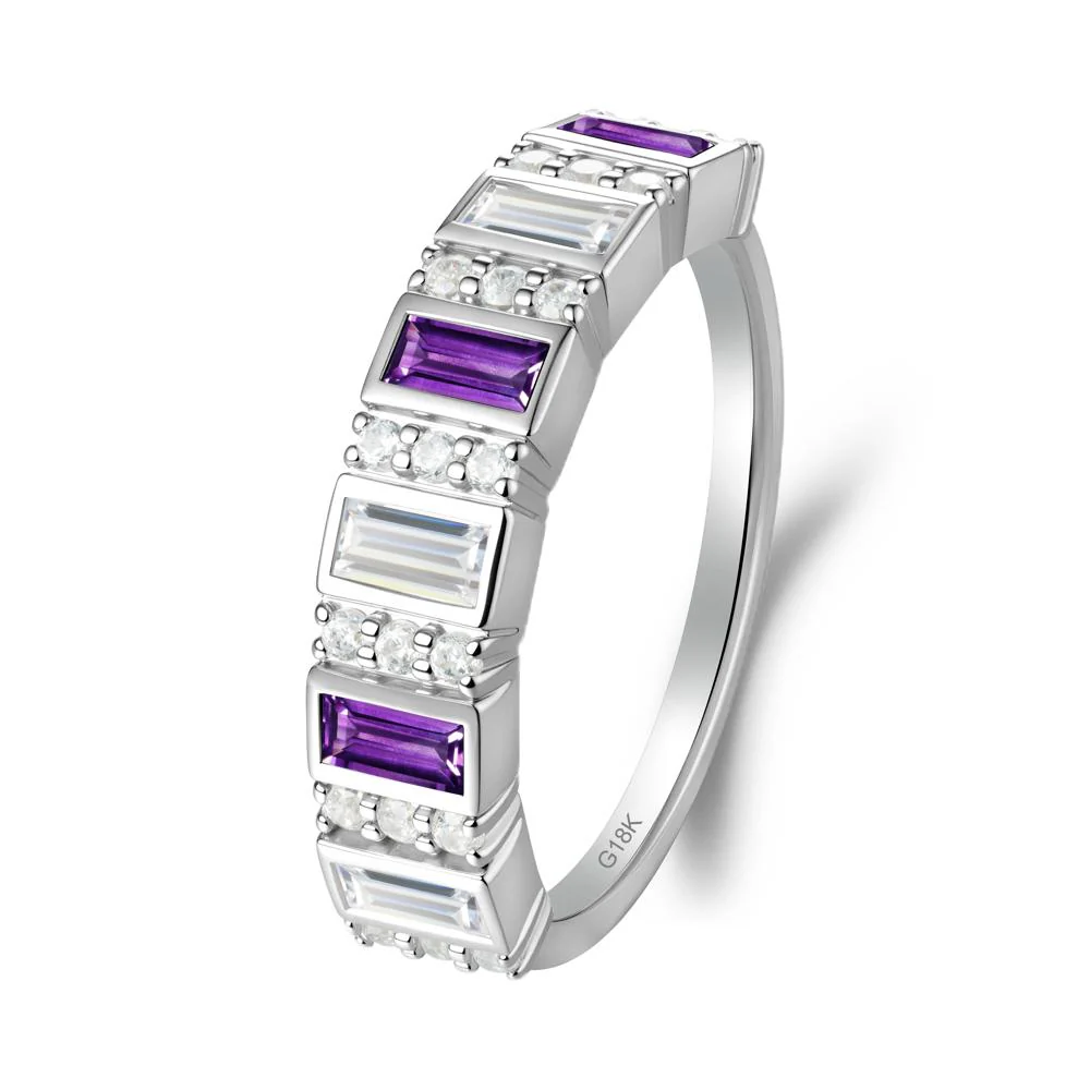 Baguette Amethyst and Cubic Zirconia Half Eternity Ring - Image 5