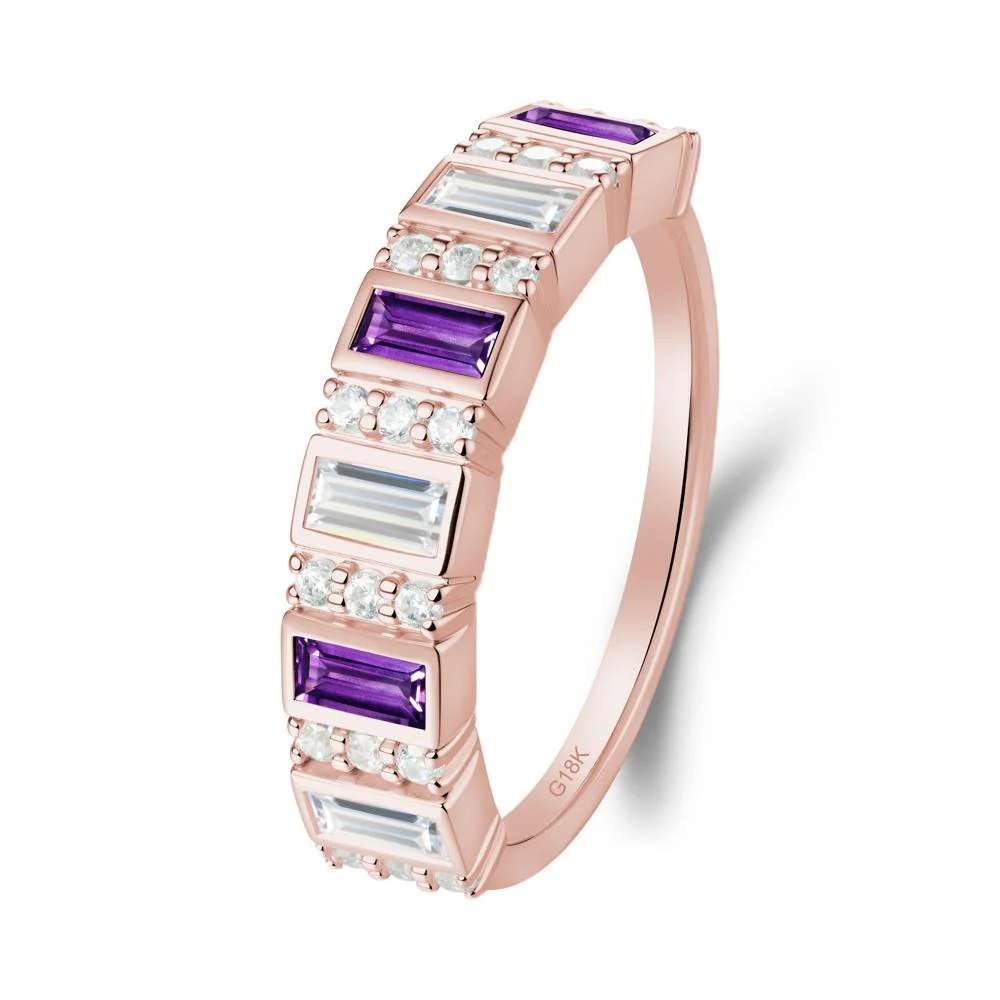 Baguette Amethyst and Cubic Zirconia Half Eternity Ring - Image 9