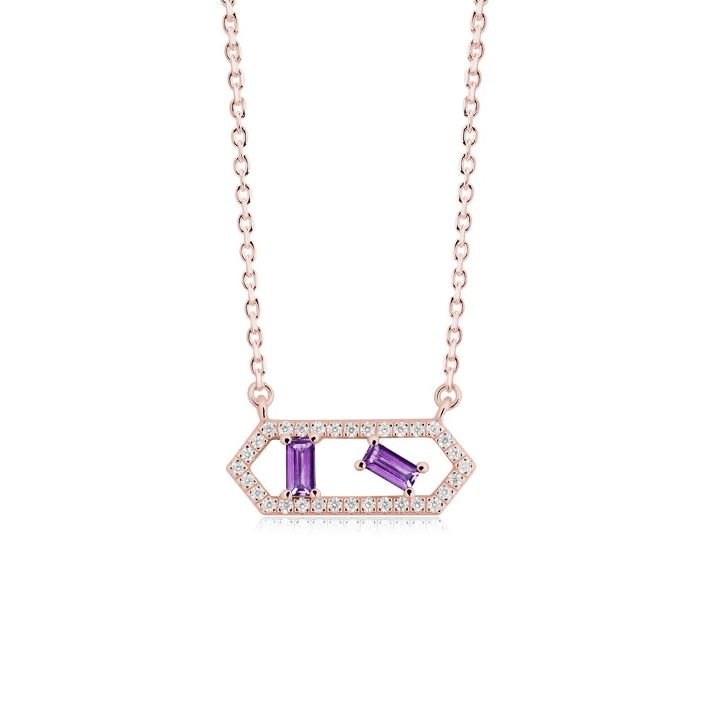 Baguette Amethyst Hexagon Necklace - Image 4