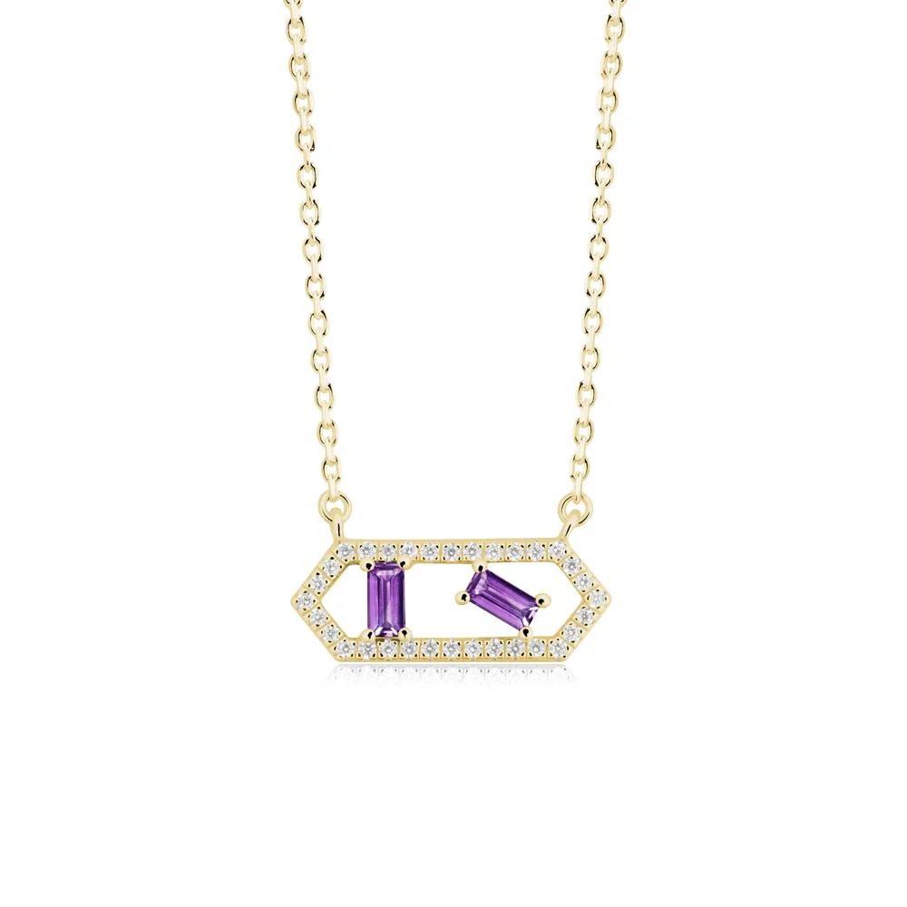 Baguette Amethyst Hexagon Necklace - Image 5