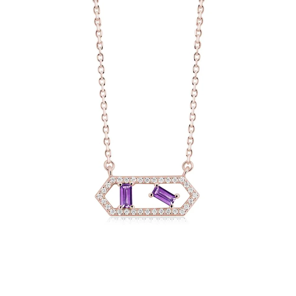Baguette Amethyst Hexagon Necklace - Image 6