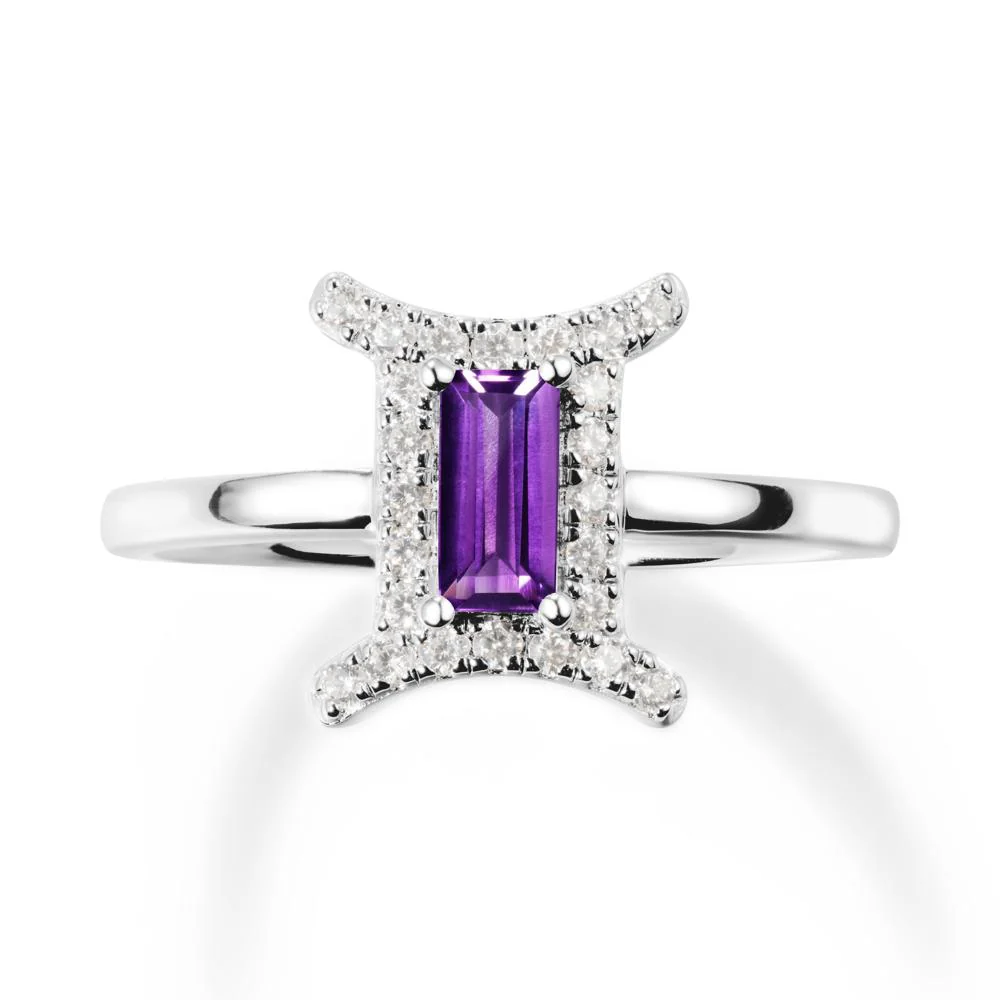 Baguette Amethyst Ring In 14K Yellow Gold - Image 9