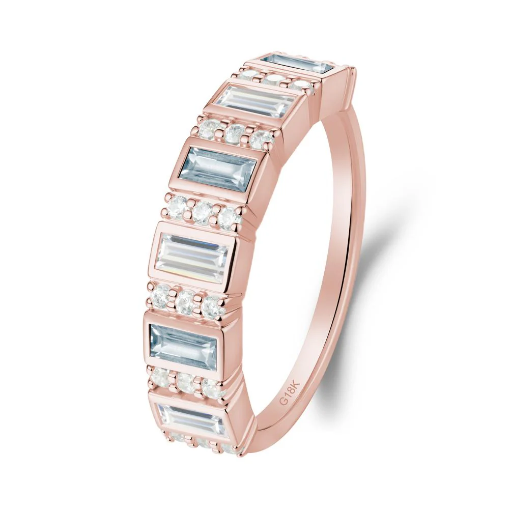 Baguette Aquamarine and Cubic Zirconia Half Eternity Ring - Image 8