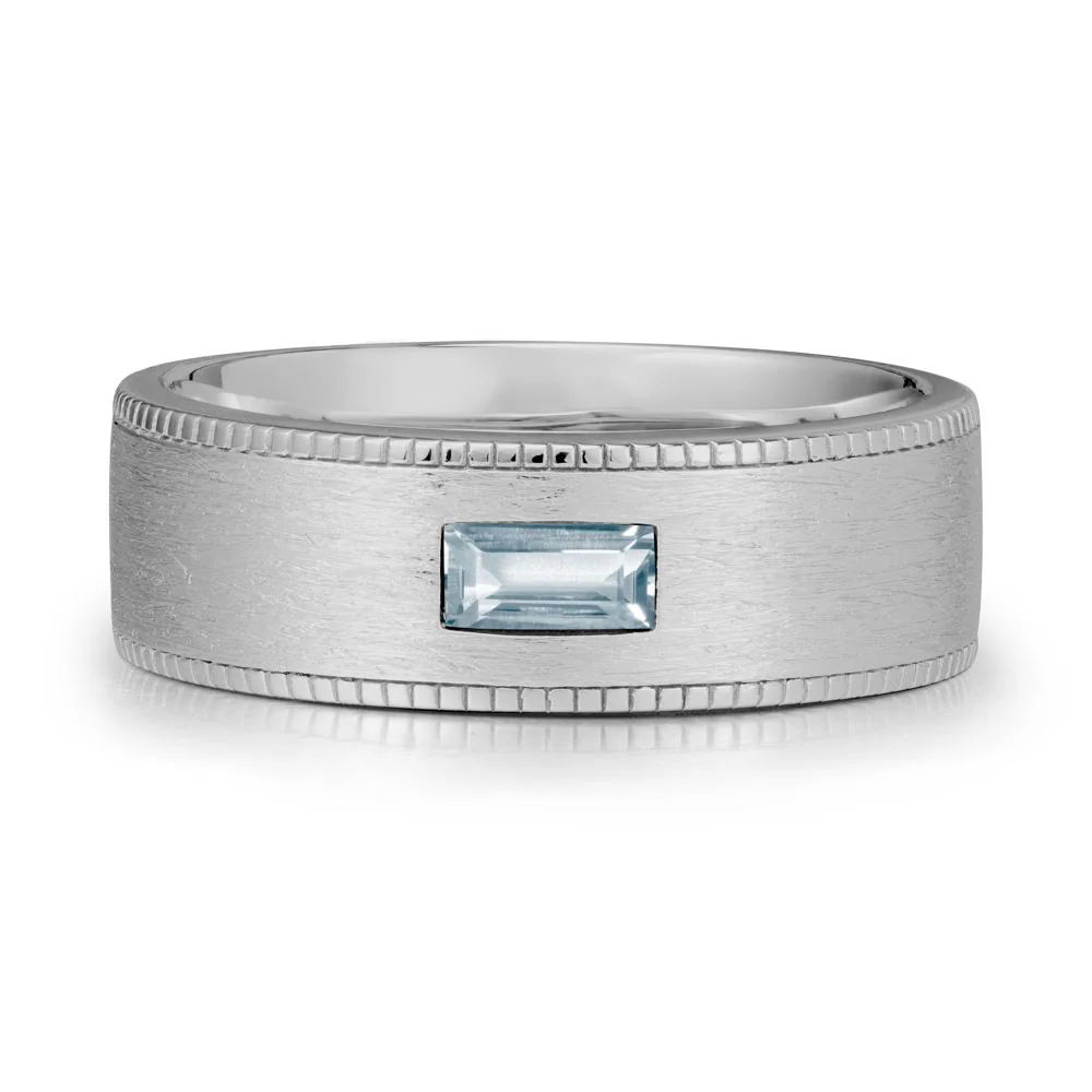 Baguette Aquamarine Ring for Men - Image 8