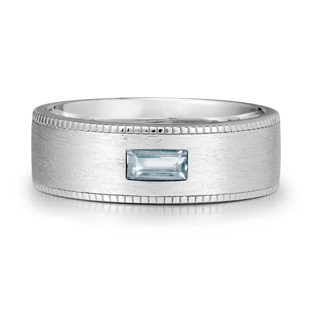 Baguette Aquamarine Ring for Men - Image 9