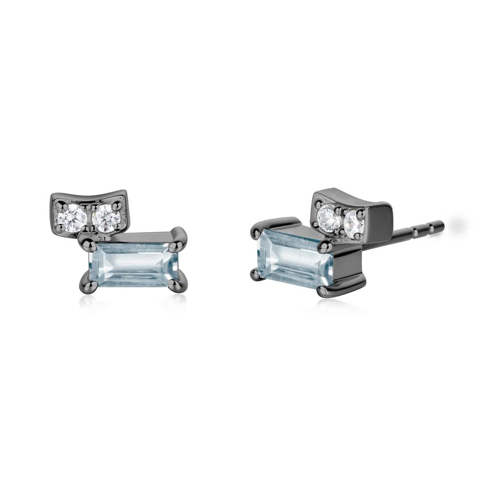 Baguette Aquamarine Stud Earrings