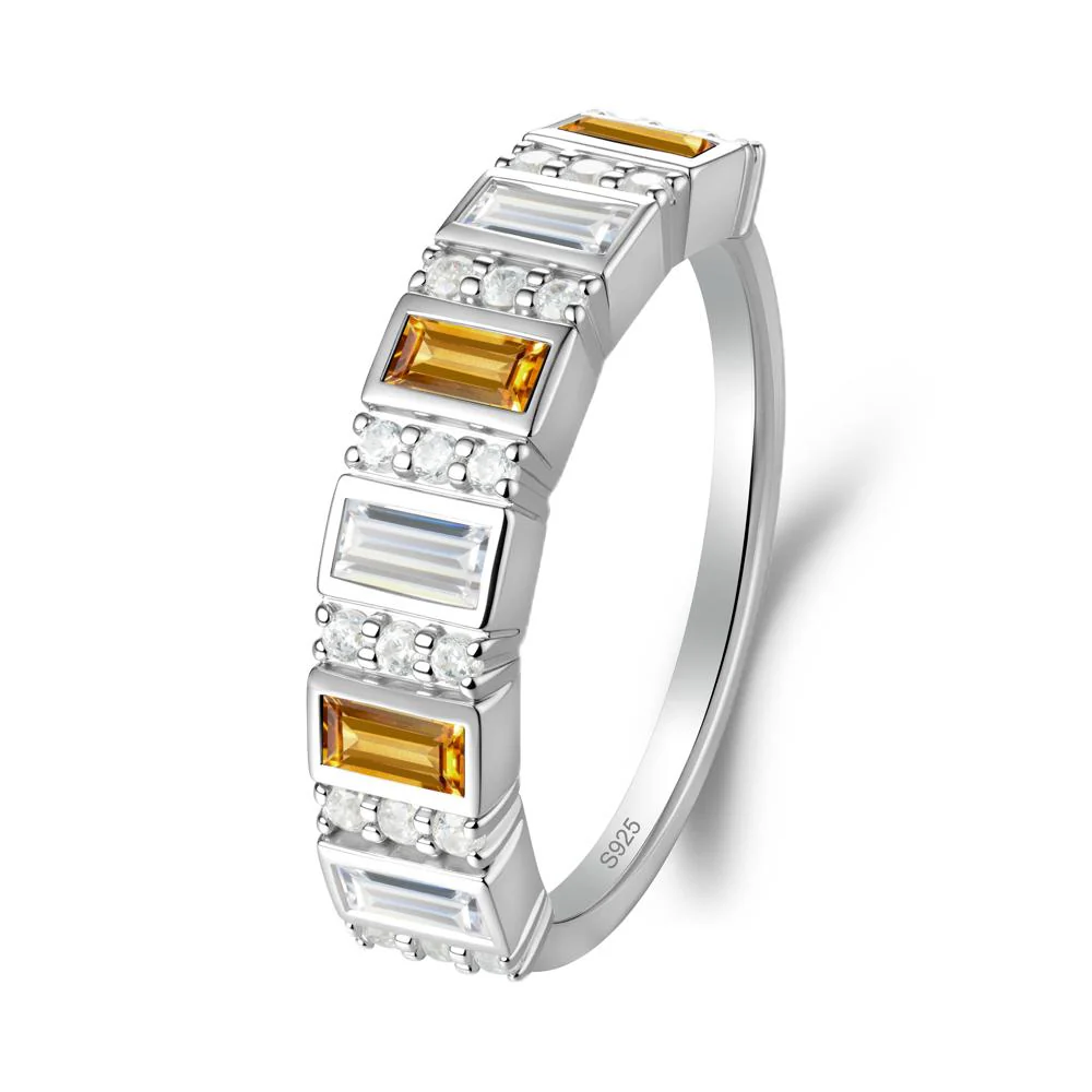Baguette Citrine and Cubic Zirconia Half Eternity Ring - Image 5