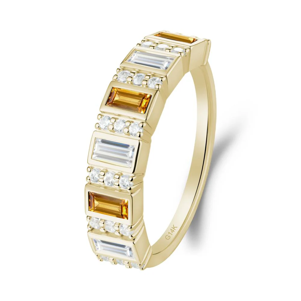 Baguette Citrine and Cubic Zirconia Half Eternity Ring - Image 7