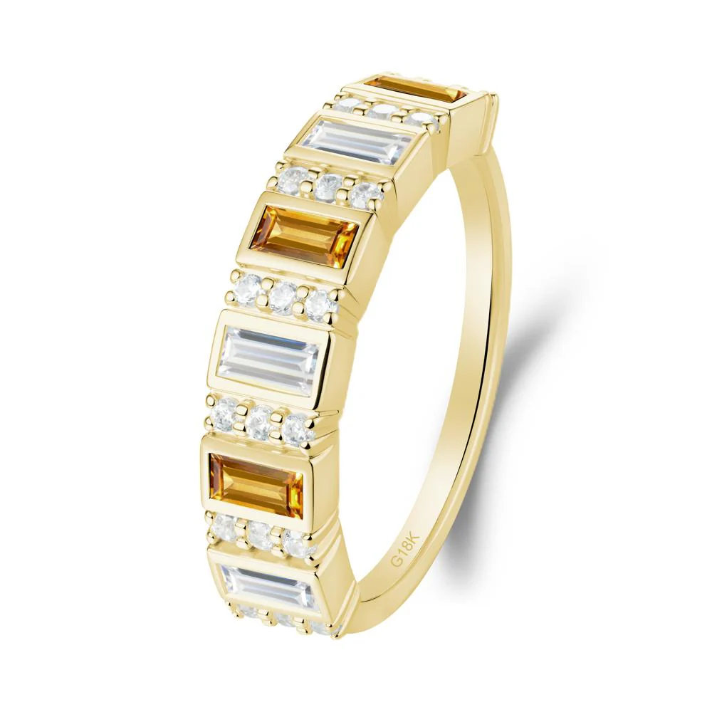 Baguette Citrine and Cubic Zirconia Half Eternity Ring - Image 8