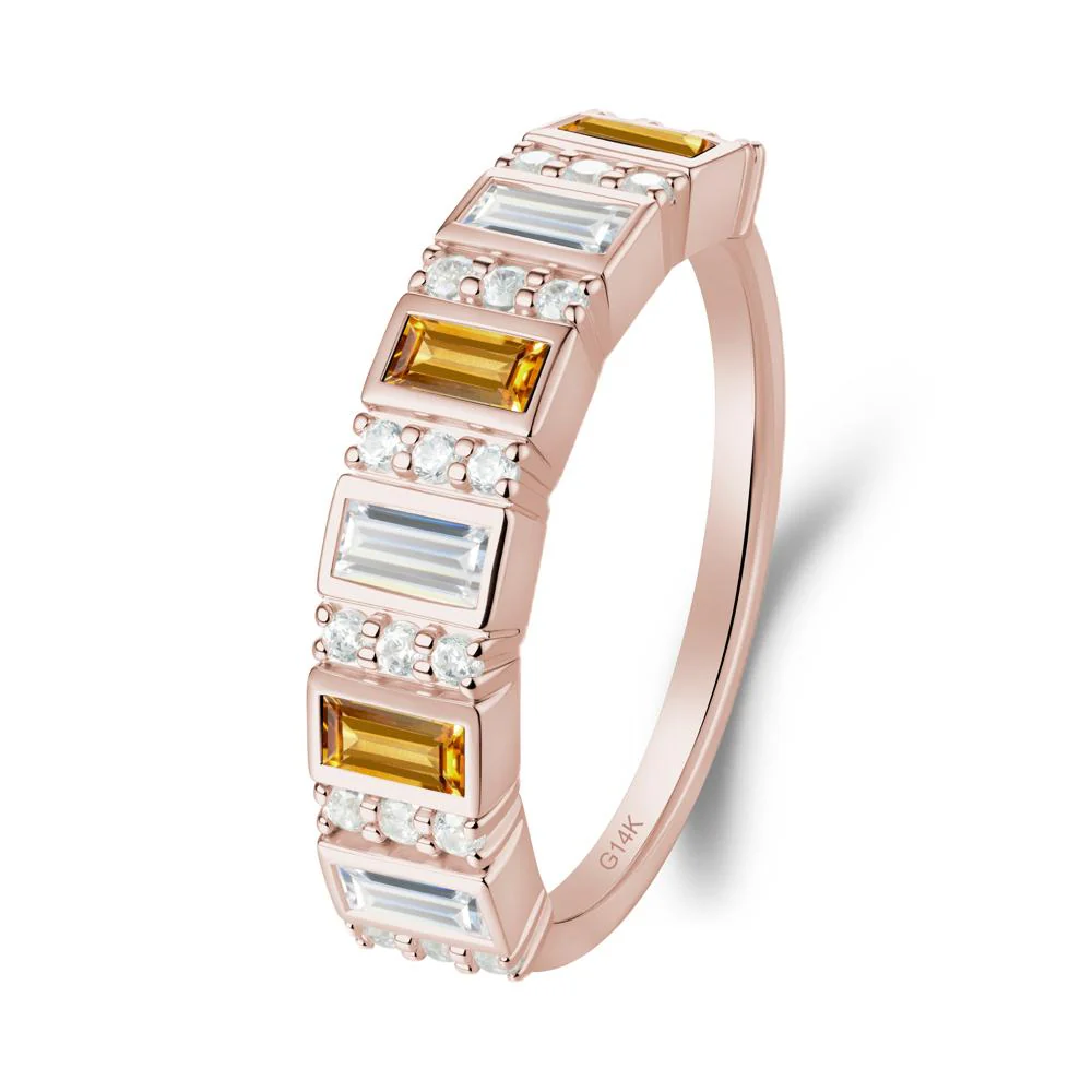 Baguette Citrine and Cubic Zirconia Half Eternity Ring - Image 9