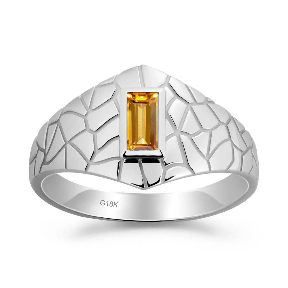 Baguette Citrine Ring with Cracked Texture - Image 7